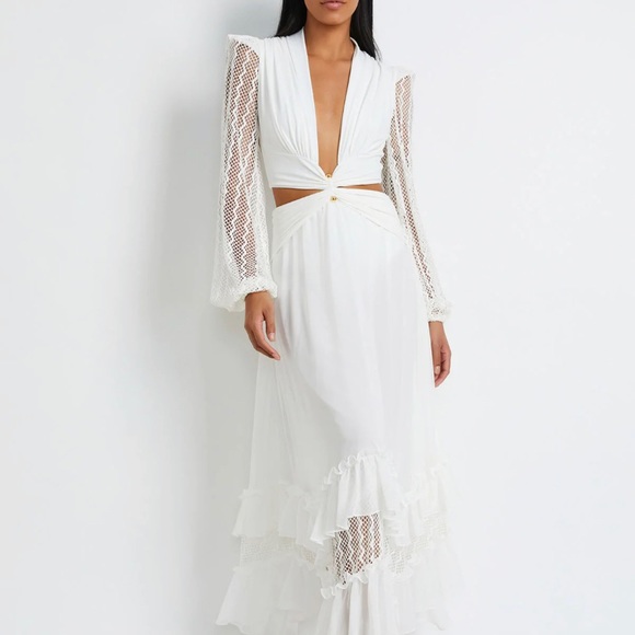 PATBO PLUNGE LACE SLEEVE MAXI DRESS - Picture 2 of 4